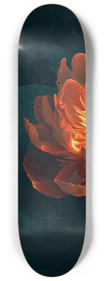Glow in the dark Red Peony flower Skateboard #1 8-1/4 Skateboard Deck