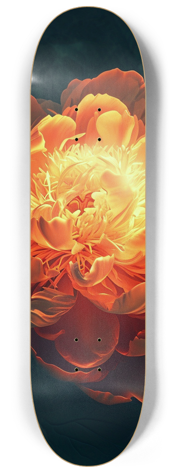 Glow in the dark Red Peony flower Skateboard #2 8-1/4 Skateboard Deck