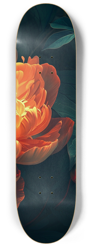 Glow in the dark Red Peony flower Skateboard #3 8-1/4 Skateboard Deck