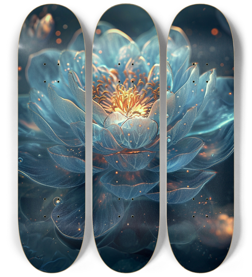 Glass Peony Glow in the Dark Flower 3 Deck Wall Series