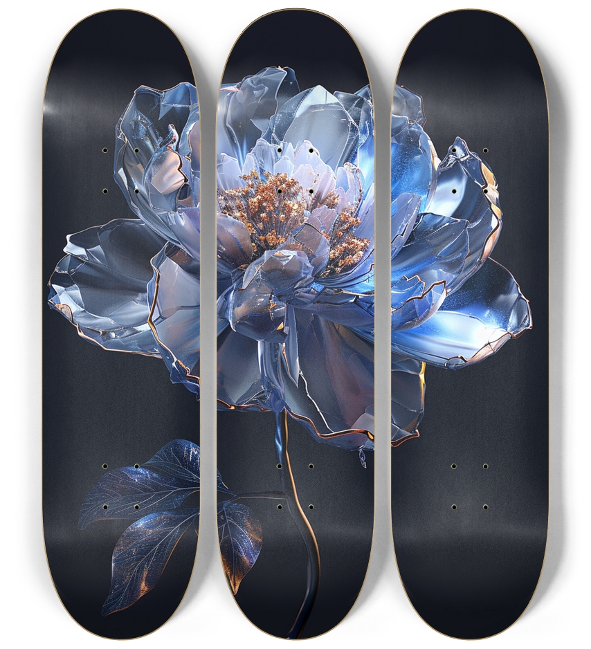 Glass peony flower 3 Deck Wall Series