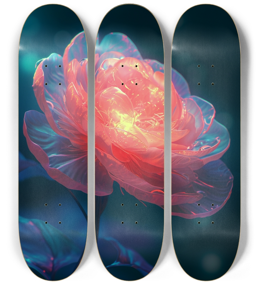 glow in the dark peony 3 Deck Wall Series