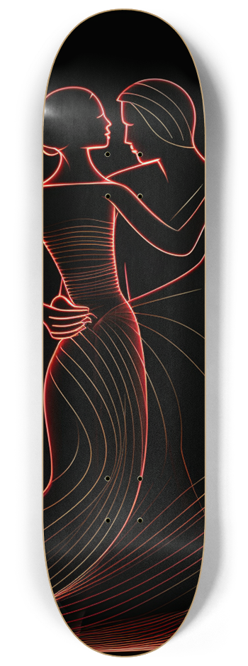 glow in the dark line drawing dancer Skateboard #2 8-1/4 Skateboard Deck