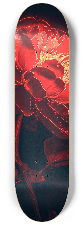 Red Peony Skateboard Series #2 8-1/4 Skateboard Deck