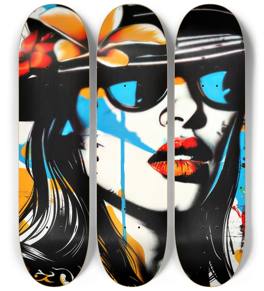 painted lady 3 Skateboard Series no1 3 Deck Wall Series