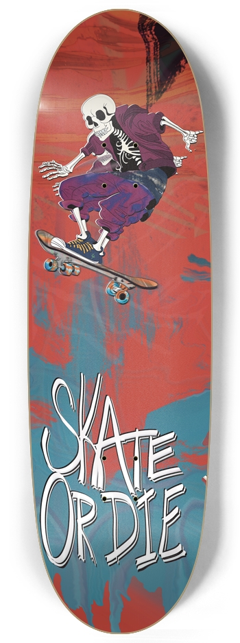 Skate or Die Skeleton Custom Skateboard Egg Shape