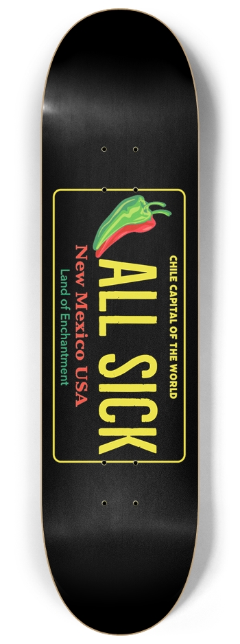 New Mexico Skateboard All Sick Albuquerque Burque 8-1/4 Skateboard Deck