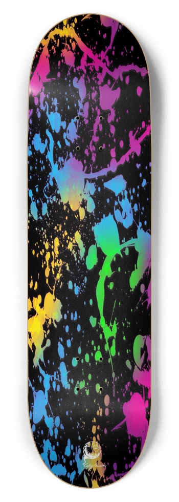 Splatter Paint Black 8.75 8-3/4 Inch Skateboard
