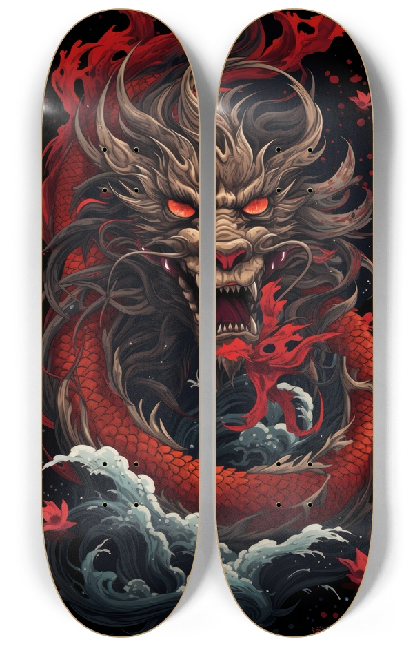 Japanese Tattoo Two Deck Wall Art Dragon Deck 2 Deck Wall Series