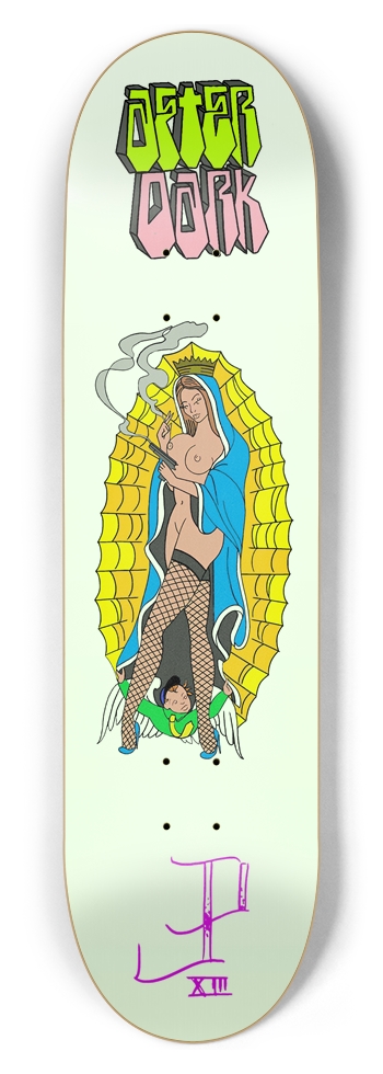 Mary Is A Badass 80s Glow White 8.5 8-1/2 Skateboard Deck