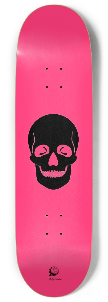 Hot Pink Skull 9.00 9 Inch Skateboard