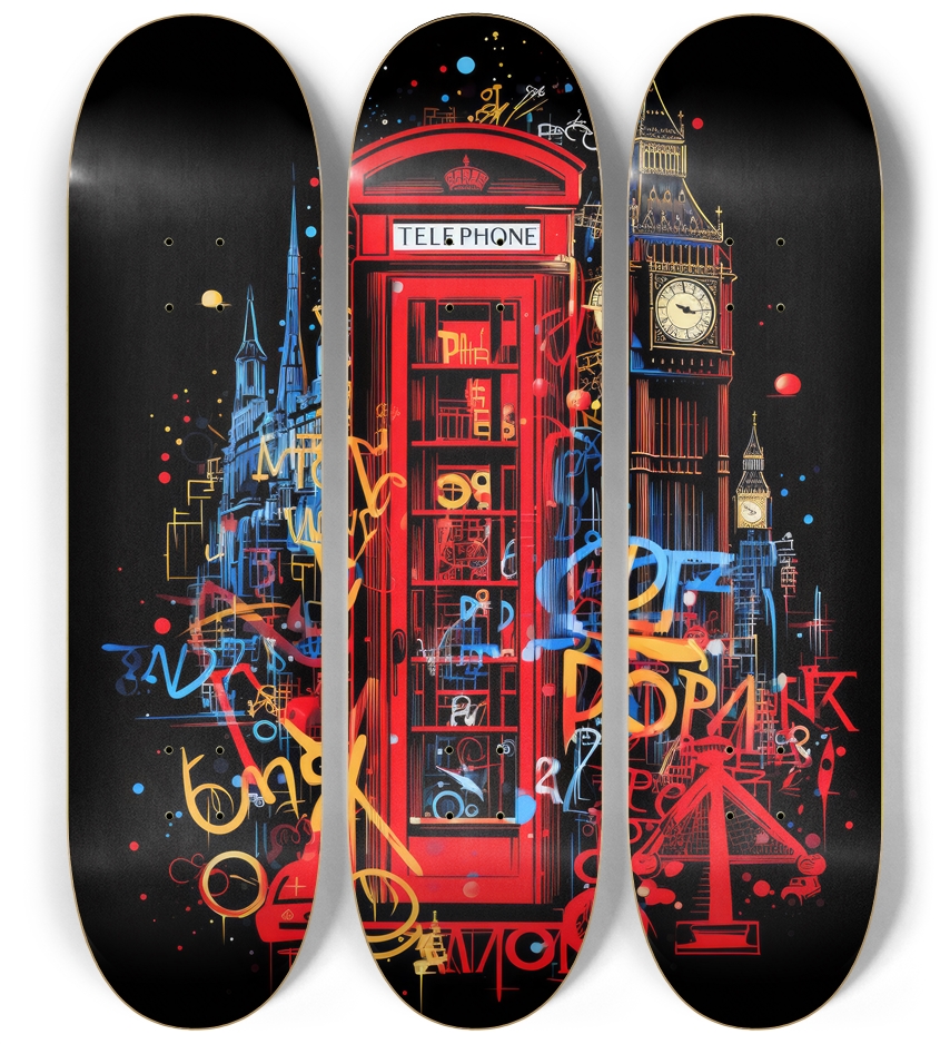 London Graffiti Skateboard Series 3 Deck Wall Series