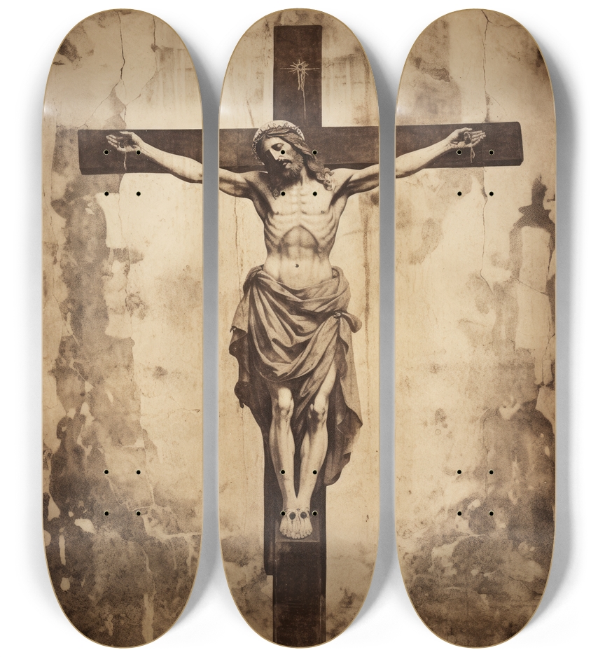 Crucifixion Skateboard Series 3 Deck Wall Series