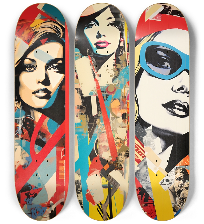 Scrapbook Ladies Skateboard Series 3 Deck Wall Series