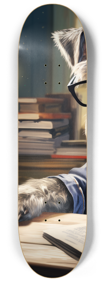 Schnauzer Reading Skateboard Series #1 8-1/4 Skateboard Deck