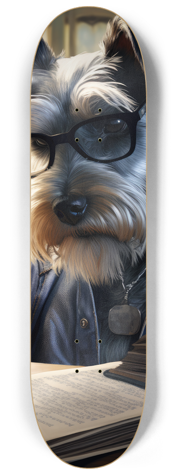 Schnauzer Reading Skateboard Series #2 8-1/4 Skateboard Deck