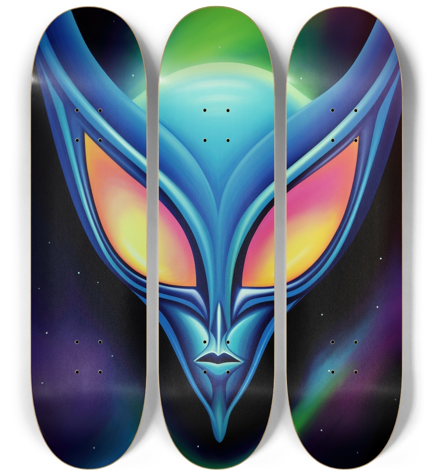 Glow in the Dark Alien Skateboard Series 3 Deck Wall Series