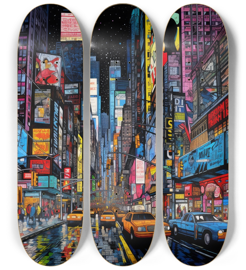 New York Neon Skateboard Series 3 Deck Wall Series