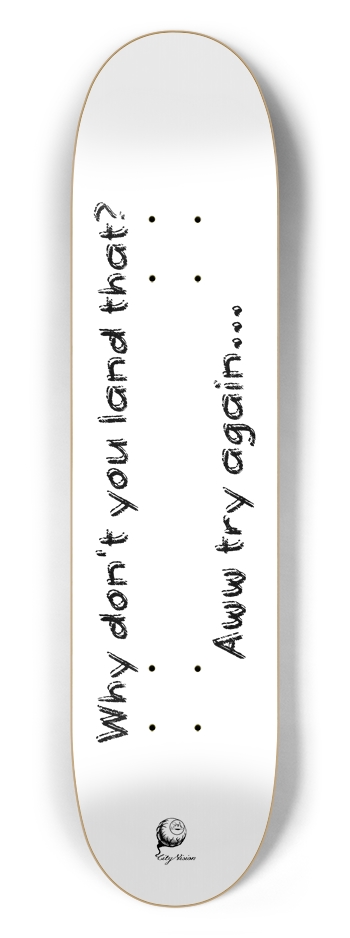 Try Again White 7.50 7-1/2 Skateboard Deck