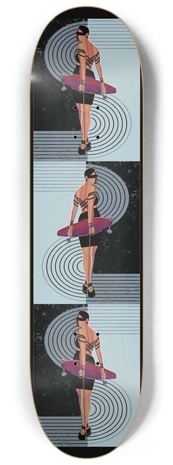 Skater Girl in Black Dress Custom Skateboard 8-1/4 Skateboard Deck