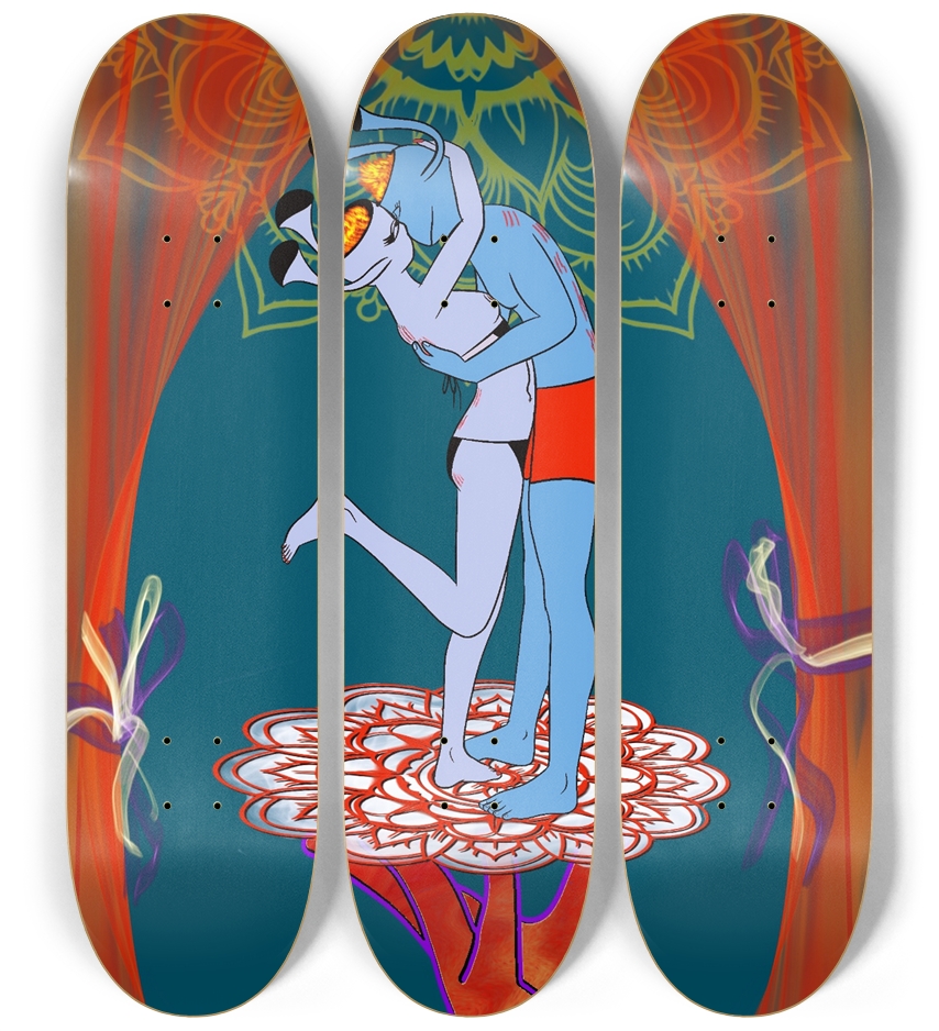 Love Conquest: Intergalactic Embrace Skateboard 3 Deck Wall Series