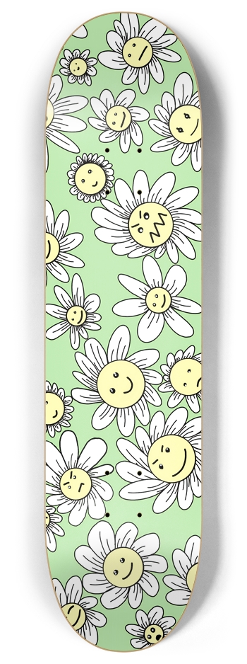 Flower Frenzy (Green) 8.00 8 Inch Skateboard Deck