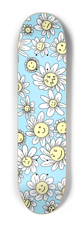 Flower Frenzy (Blue) Mini 7.25 7-1/4 Mini/Kid Skateboard