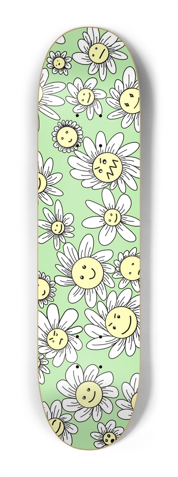Flower Frenzy (Green) Mini 7.25 7-1/4 Mini/Kid Skateboard