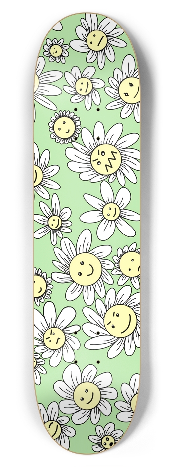 Flower Frenzy (Green) 7.75 7-3/4 Skateboard Deck