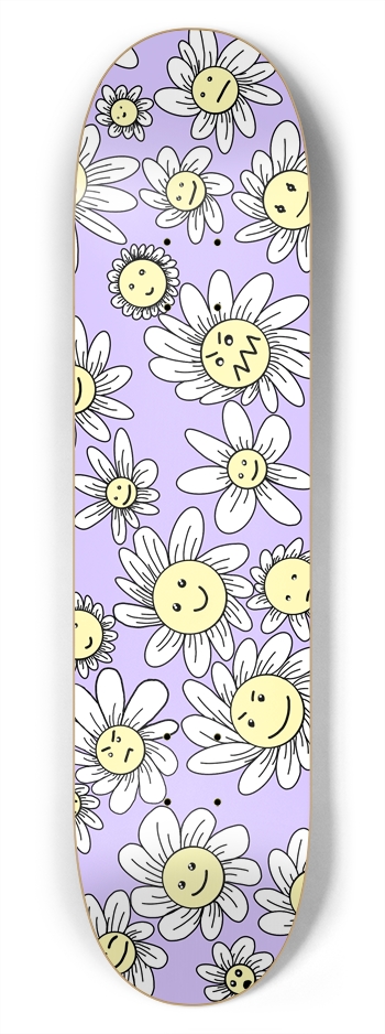 Flower Frenzy (Purple) 7.75 7-3/4 Skateboard Deck