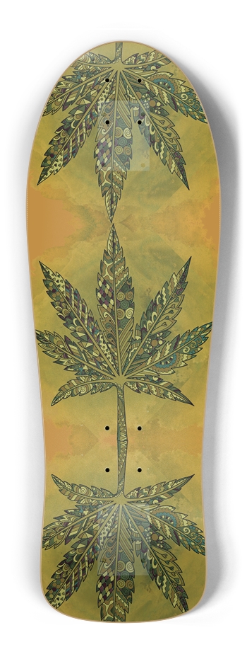 CannaGlide: Leaf Luxe Skateboard Custom Skateboard Old School Shape