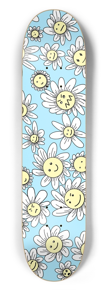 Flower Frenzy (Blue) 7.50 7-1/2 Skateboard Deck