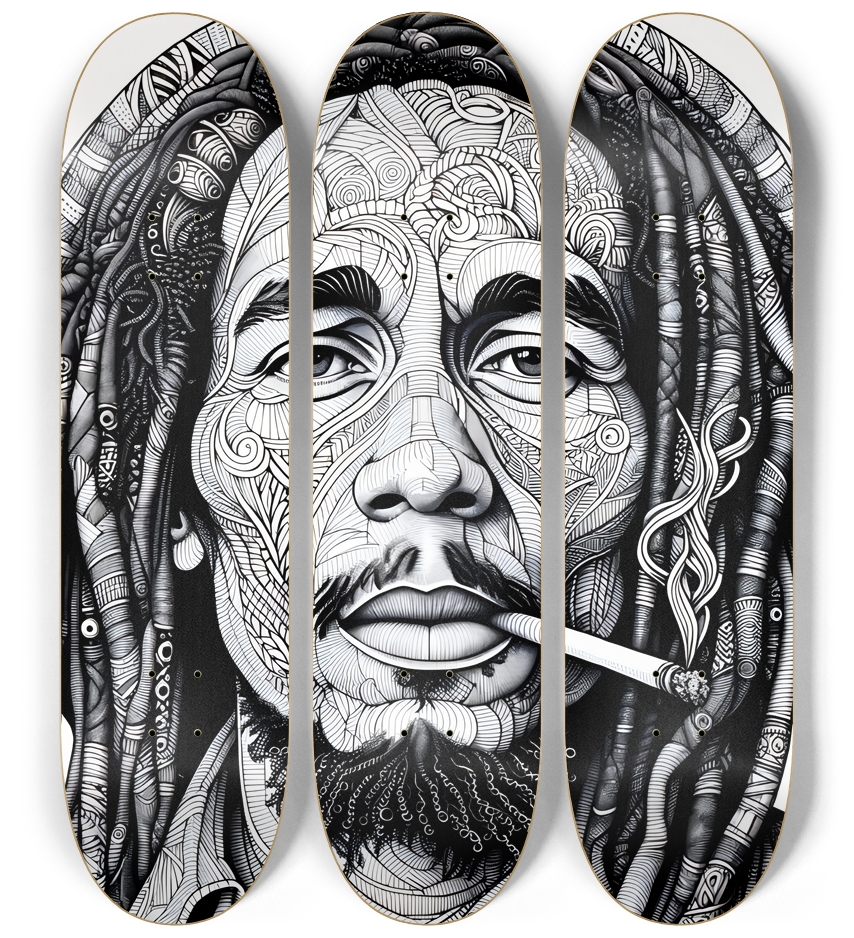 Rasta Smokin' 3 Skateboards Series 3 Deck Wall Series