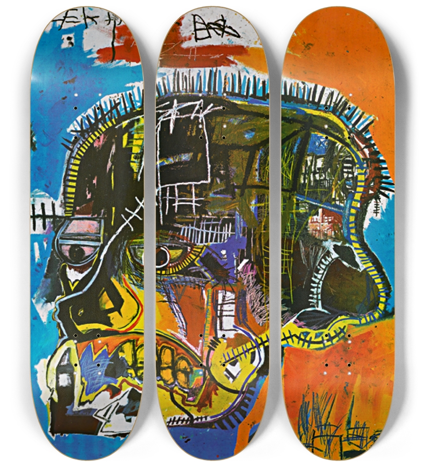 In The Style Of Basquiat 3 Deck Triptych Wall Art 3 Deck Wall Series