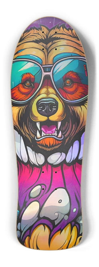 Retro Frankie Cocaine Bear 01 Skateboard Old School Shape