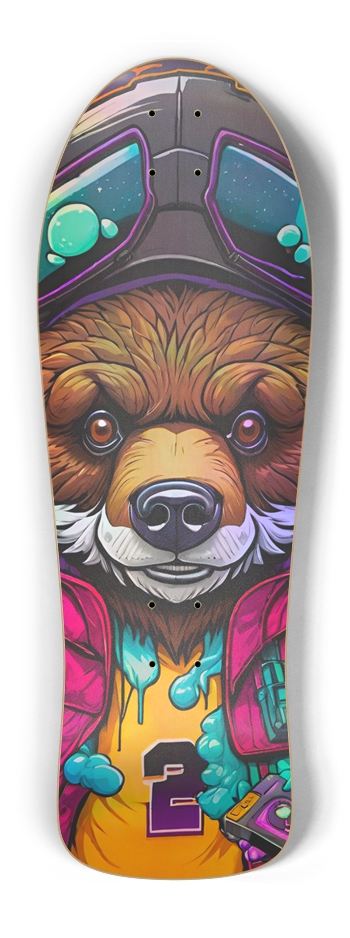 Retro Frankie Cocaine Bear 02 Skateboard Old School Shape