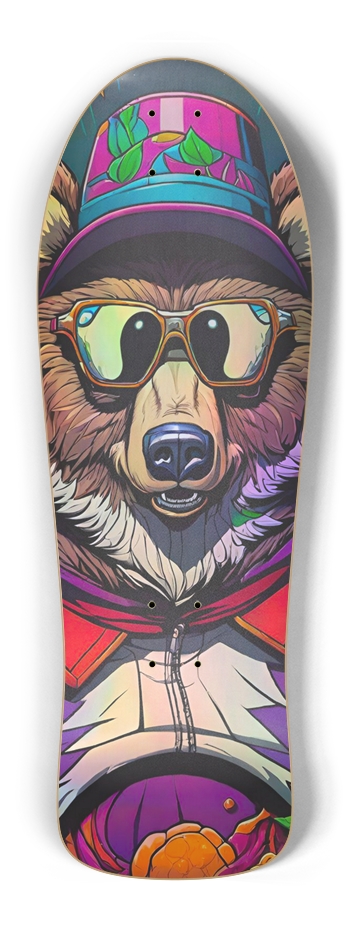 Retro Frankie Cocaine Bear 03 Skateboard Old School Shape