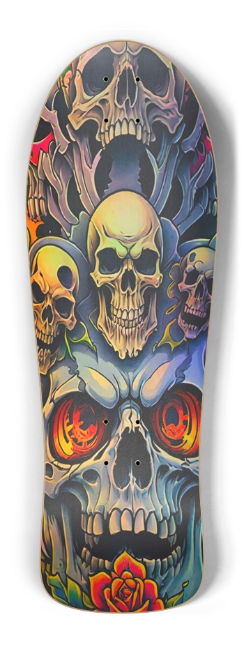 Retro Frankie Skulls Trip ONE Hologram Deck Old School Shape