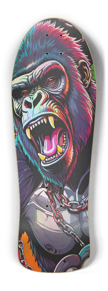Retro Frankie Gorilla Bling 01 Hologram Skateboard Old School Shape