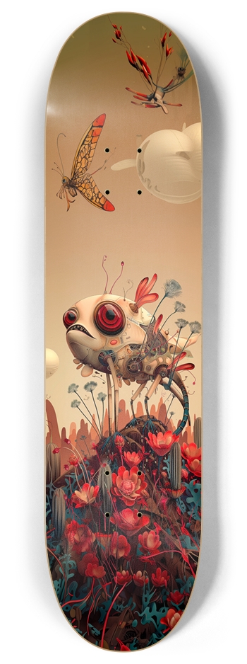 Robot Fish Flowers Custom Skateboard 8 Inch Skateboard Deck