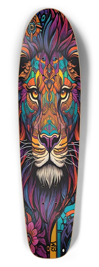 Retro Trippy Lion Shroom Cruiser Deck Bottle Tail