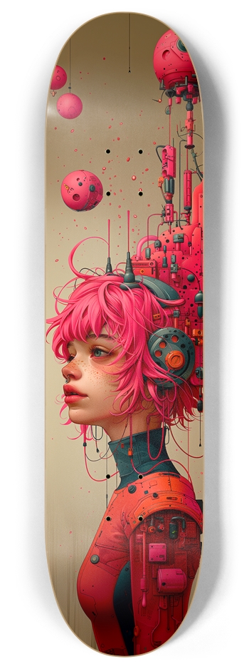 Cyber pink girl Custom Skateboard 8 Inch Skateboard Deck