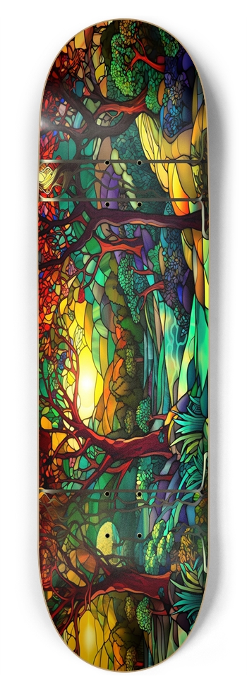 Landscape Stained Glass 8.75 8-3/4 Inch Skateboard