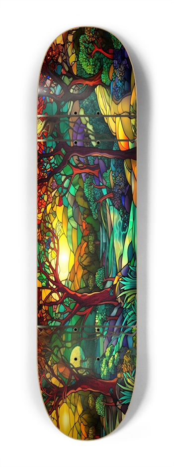 Landscape Stained Glass Mini 7.25 7-1/4 Mini/Kid Skateboard
