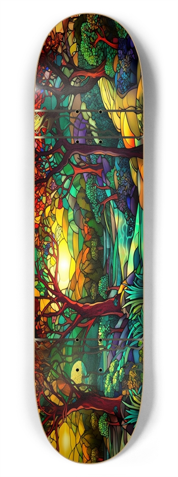 Landscape Stained Glass 7.75 7-3/4 Skateboard Deck