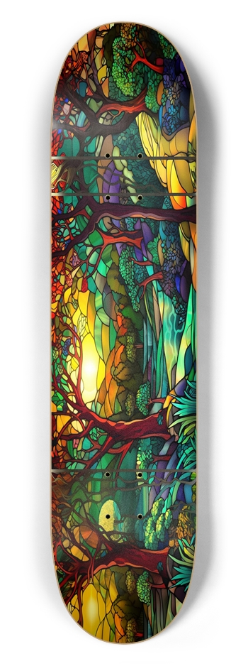 Landscape Stained Glass 7.50 7-1/2 Skateboard Deck