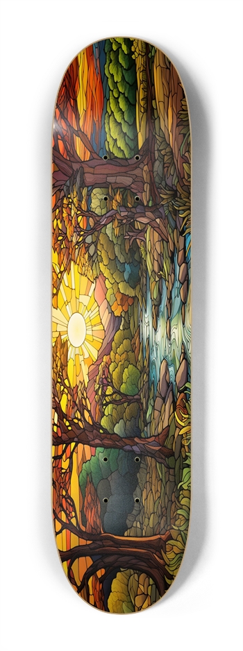 Sunset Stained Glass Mini 7.25 7-1/4 Mini/Kid Skateboard