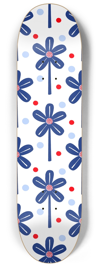 Windmill Flowers Red, White And Blue 8-1/4 Skateboard Deck