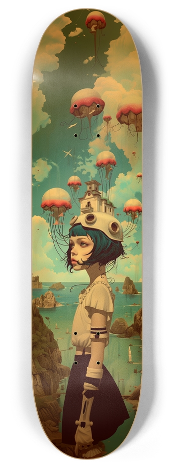 Robot jellyfish girl Skateboard 8 Inch Skateboard Deck