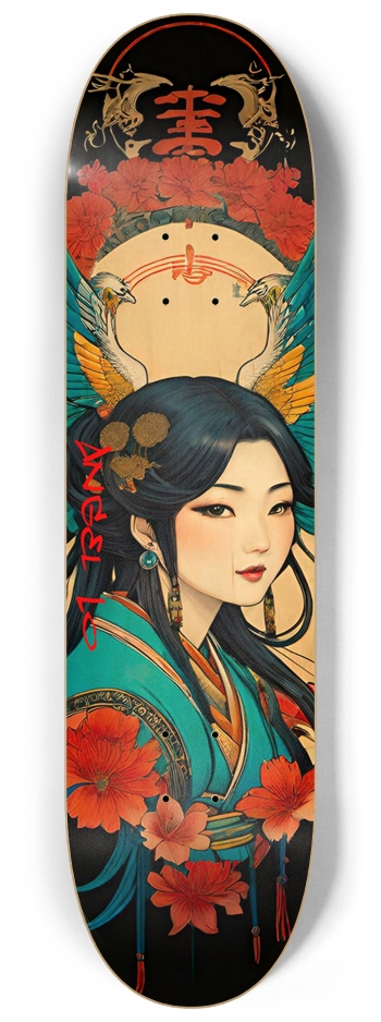 Hmong Girl 02 Angel Lo Addition Bamboo Wood Signed 8-1/4 Skateboard Deck